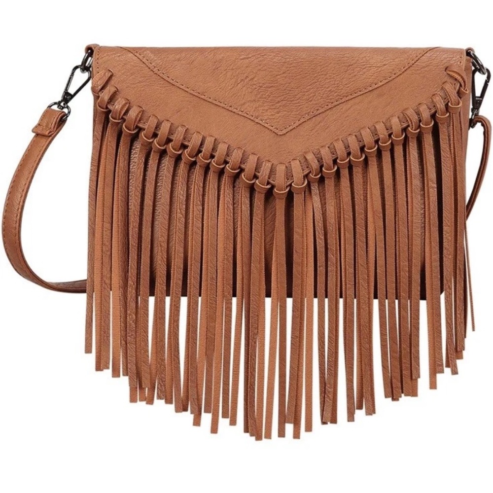 Elegant Tan Fringe Shoulder Bag